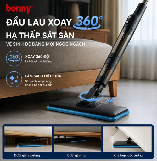 Máy lau nhà Thông Minh BEM-2502, NHẸ SẠCH ÊM RU