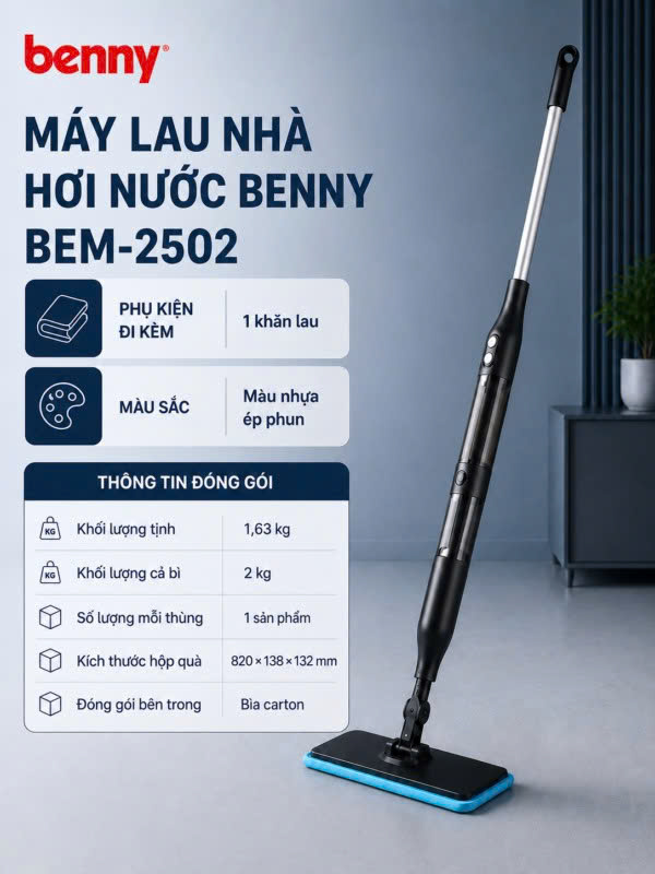 Máy lau nhà Thông Minh BEM-2502, NHẸ SẠCH ÊM RU