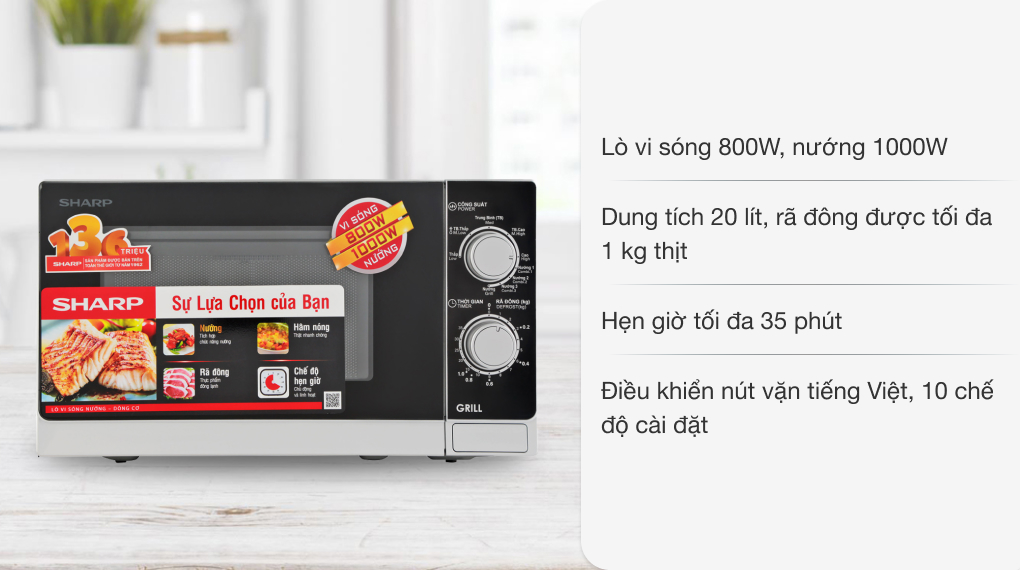 Lò vi sóng có nướng SHARP R-G222VN-S 20 lít
