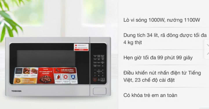Lò vi sóng có nướng Toshiba ER-SGS34(S1)VN 34 lít
