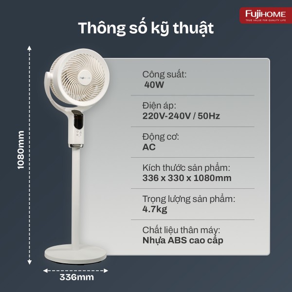 Quạt tuần hoàn không khí điều khiển bằng giọng nói Fujihome CFR04-VOICE