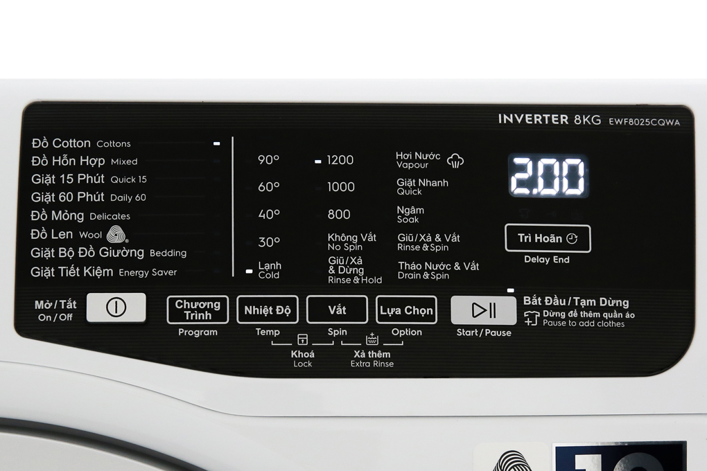 Máy giặt Electrolux Inverter 8 kg EWF8025CQWA