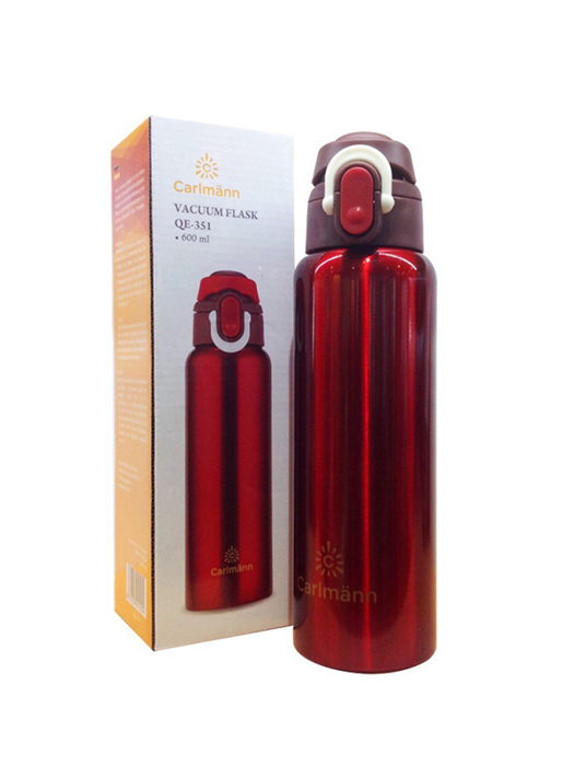 Bình Giữ Nhiệt Inox Carlmann 600ml Màu Đỏ - QE-351