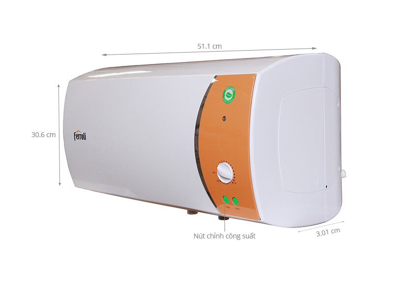 BÌNH NÓNG LẠNH FERROLI VERDI 30TE Chống Giật 30 lít, Tặng 01 đôi dây cấp 40cm . Công lắp 200.000 .