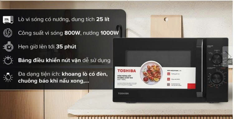 Lò vi sóng có nướng Toshiba MW3-MG25PE(BK) 25 lít
