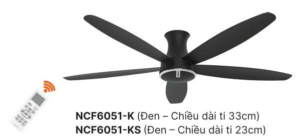 Quạt trần 5 cánh nhựa Nanoco NCF6051 có điều khiển từ xa