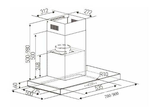 Máy hút mùi áp tường Arber AB-900RA