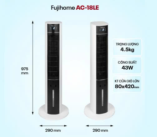 Quạt tháp hơi nước FujiHome AC-18LE có điều khiển từ xa