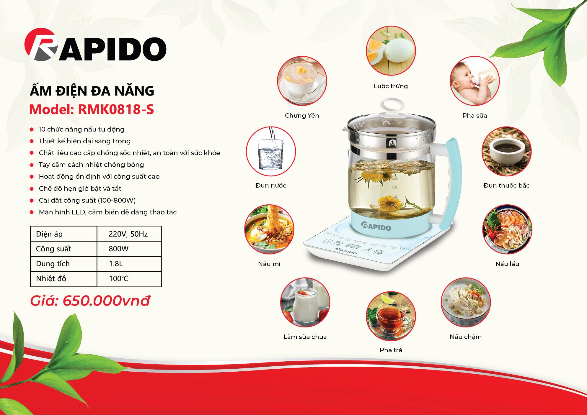 Ấm điện Rapido RMK0818-S