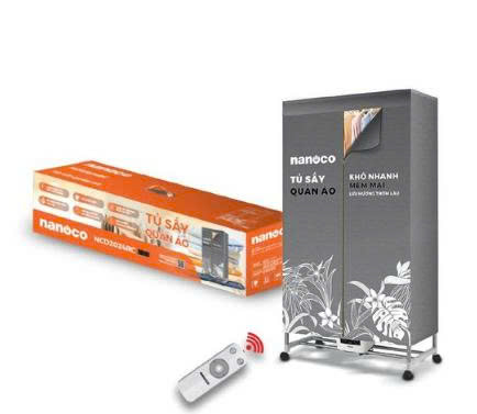 Tủ sấy quần áo có remnote và điều khiển cảm ứng Nanoco model NCD2024RC (Công suất 2000W, Sức chứa ≤ 30kg)