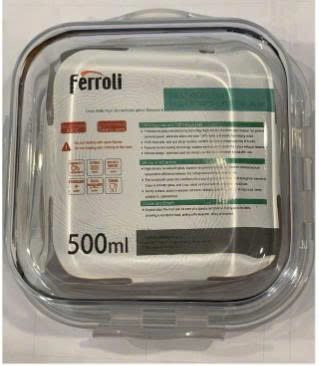 Hộp thủy tinh chịu nhiệt vuông Ferroli dung tích 500ml