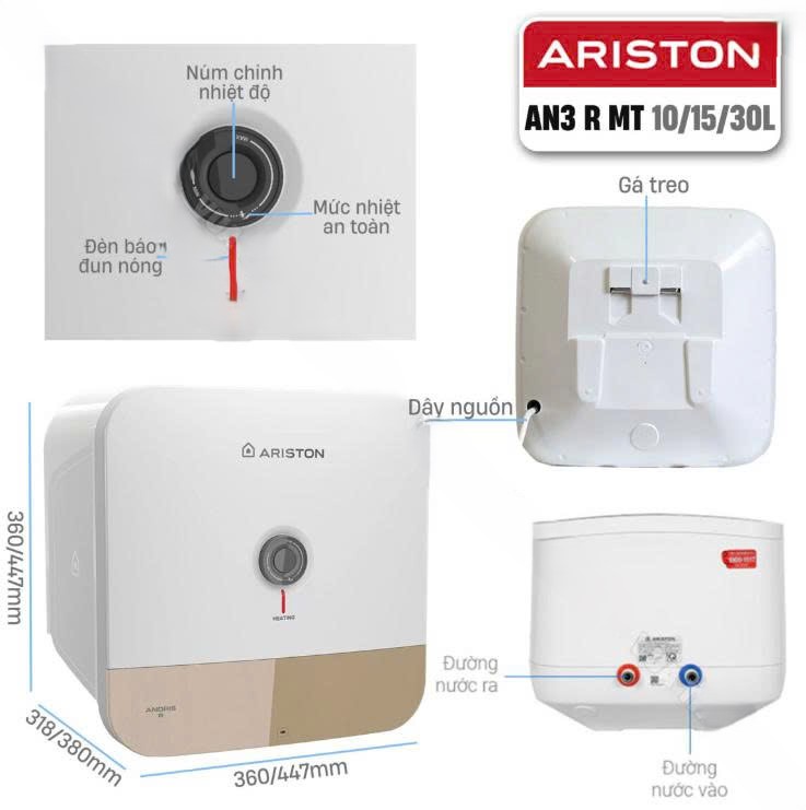 Bình nóng lạnh 15L Ariston AN3 15R MT VN . Công lắp 200.000/1 chiếc