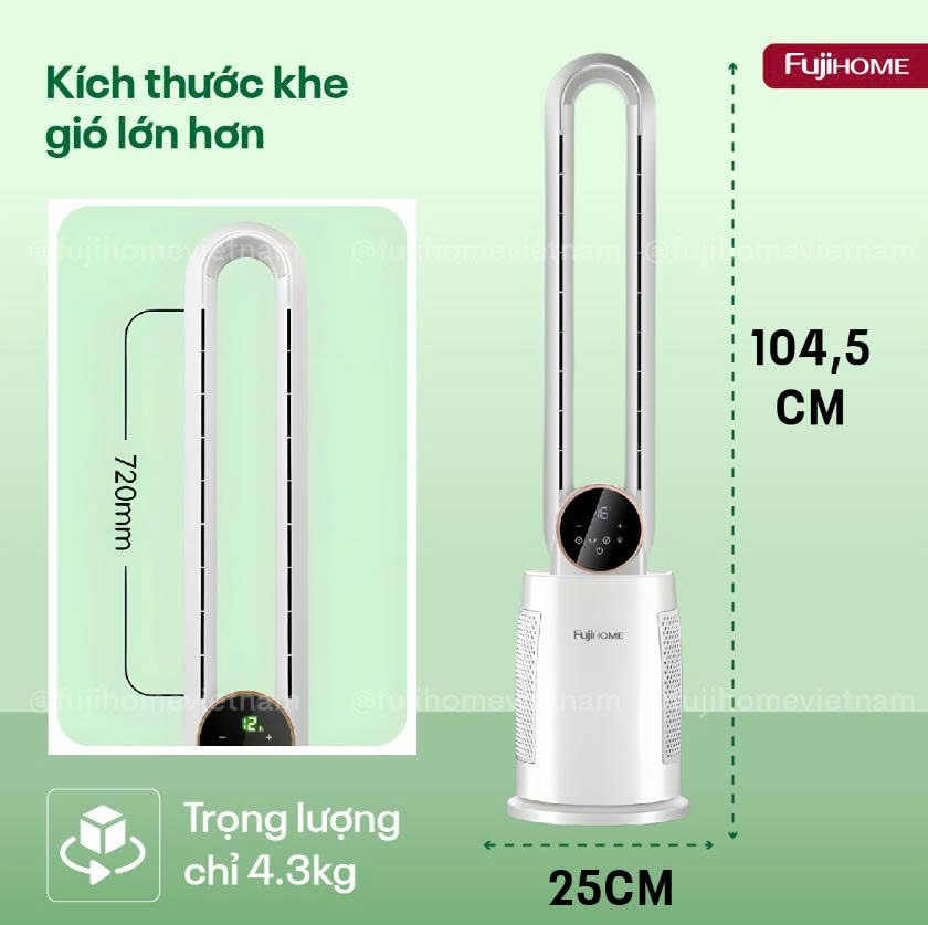 Quạt không cánh tích hợp lọc không khí bằng ion Fujihome BF-03R