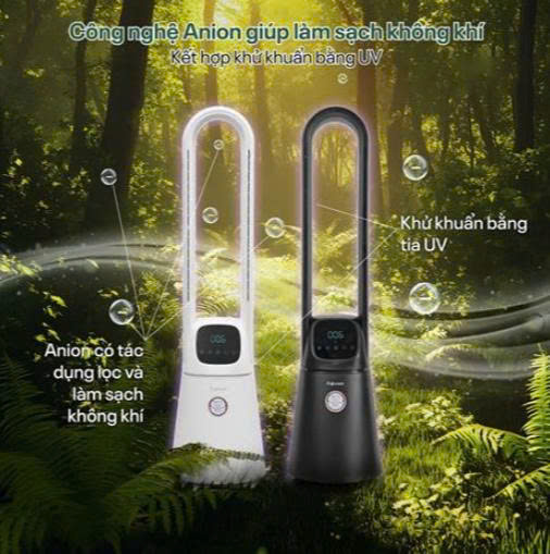 Quạt không cánh lọc không khí khử khuẩn Anion+ UV, kết nối WIFI Fujihome BF065