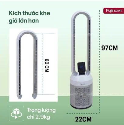 Quạt không cánh tích hợp lọc không khí Fujihome BF308DC