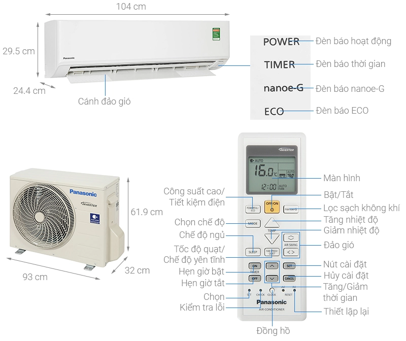 Điều hòa Panasonic inverter 18000BTU 2 chiều YZ18XKH-8