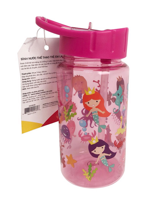 Bình Nước Uống Thể Thao Trẻ Em La Fonte 430ml Màu Hồng - 000808