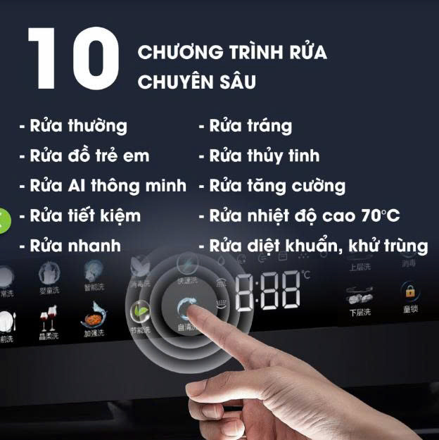 Máy rửa bát nhập khẩu Malaysia ECO 8516 SERI 7 SMART