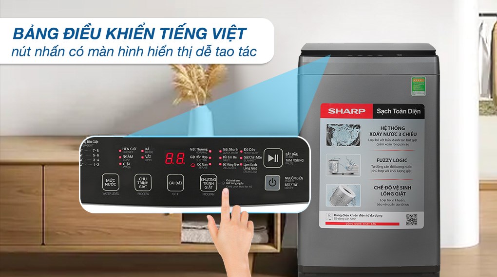Máy giặt Sharp 10 kg ES-W10NV-GY