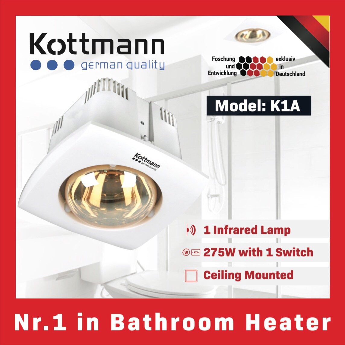 Đèn sưởi 1 bóng âm trần – K1A