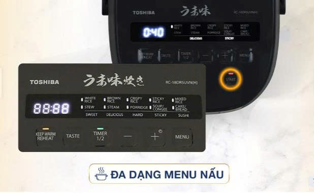 Nồi cơm điện tử Toshiba 1.8 lít RC-18DR5UVN(H)