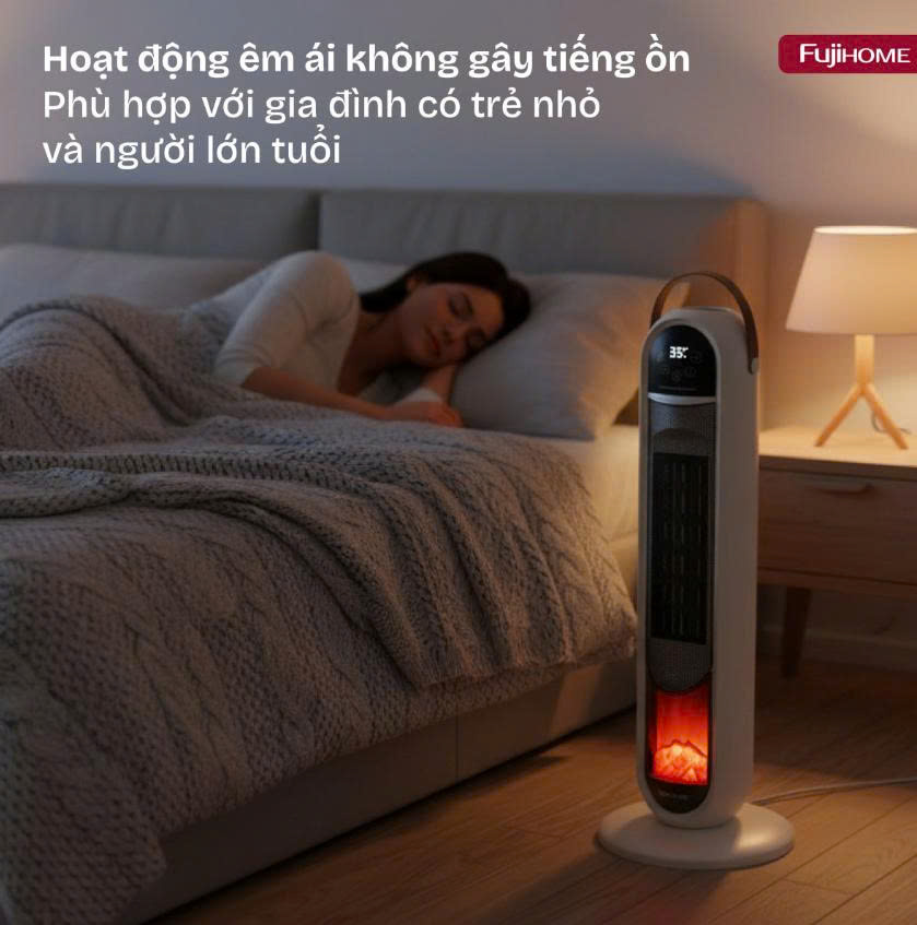 Quạt sưởi gốm điều khiển bằng giọng nói Fujihome FH202