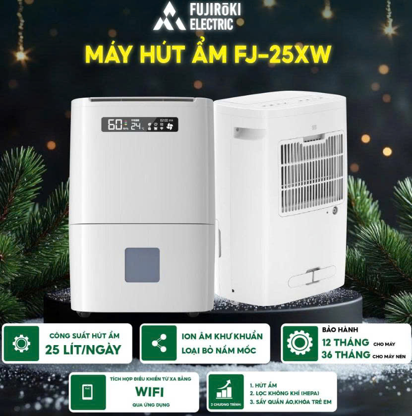 MÁY HÚT ẨM VÀ LỌC KHÔNG KHÍ FUJIROKI FJ-25XW