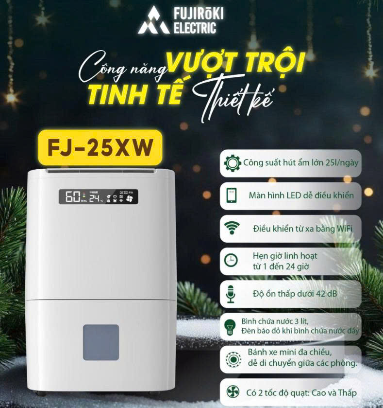 MÁY HÚT ẨM VÀ LỌC KHÔNG KHÍ FUJIROKI FJ-25XW
