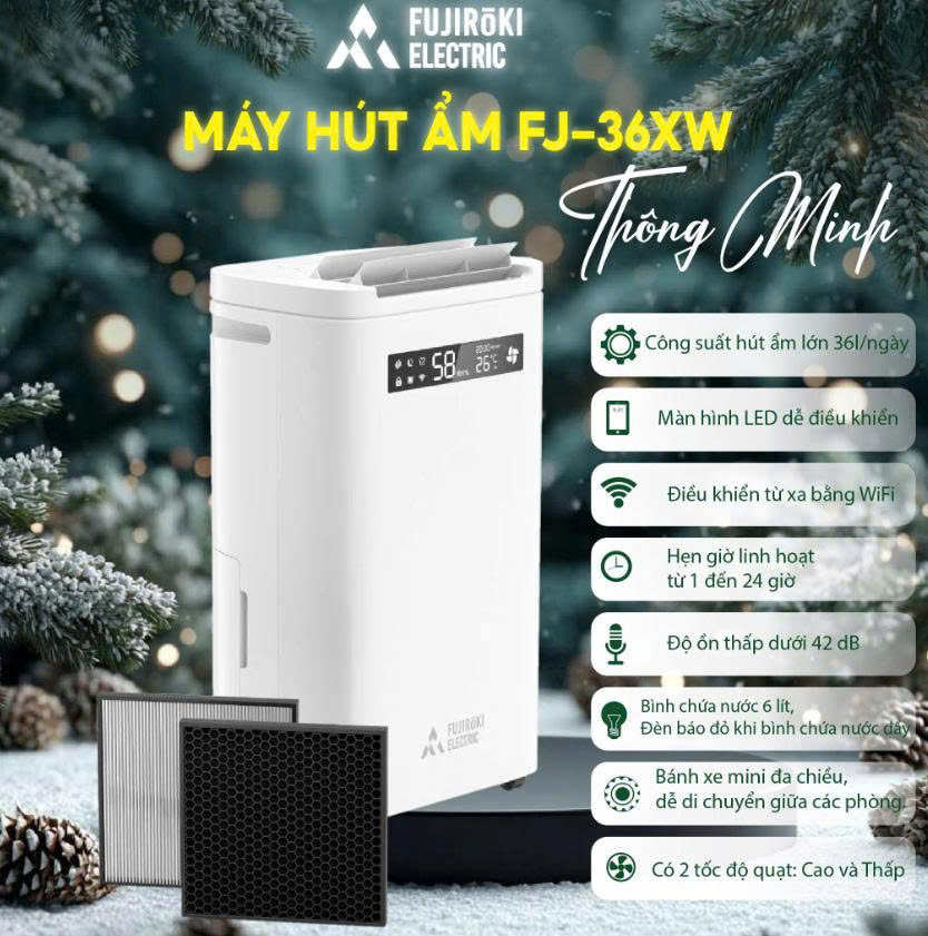 MÁY HÚT ẨM VÀ LỌC KHÔNG KHÍ FUJIROKI FJ-36XW