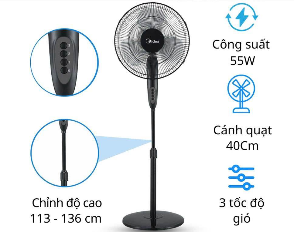 Quạt đứng Midea FS40-11DVN(K)