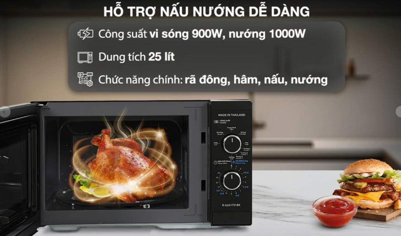 Lò vi sóng có nướng Sharp R-G251TV-BK 25 lít