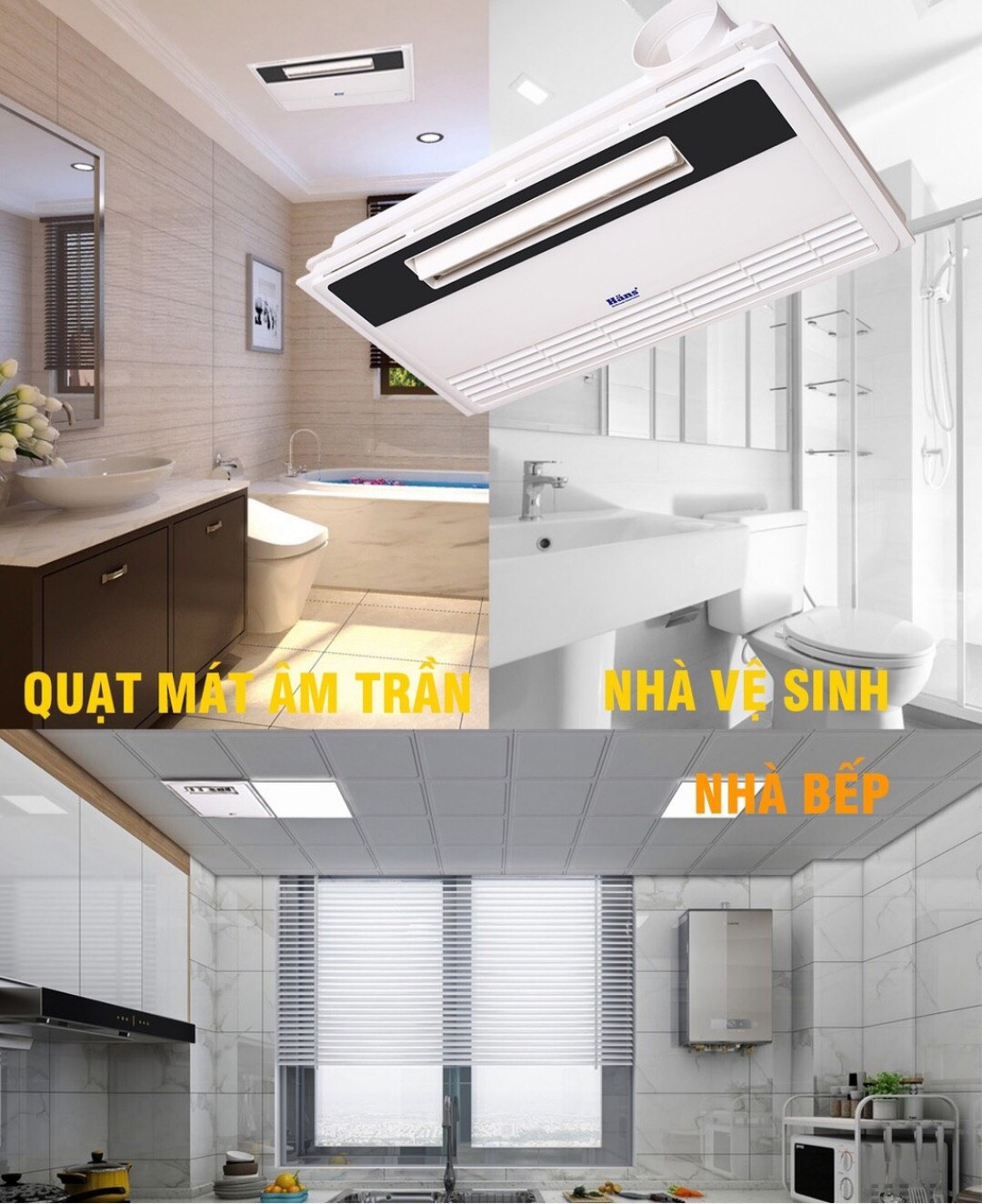 Quạt Mát Âm Trần Tích Hợp Thông Gió Hans H20R có điều khiển từ xa