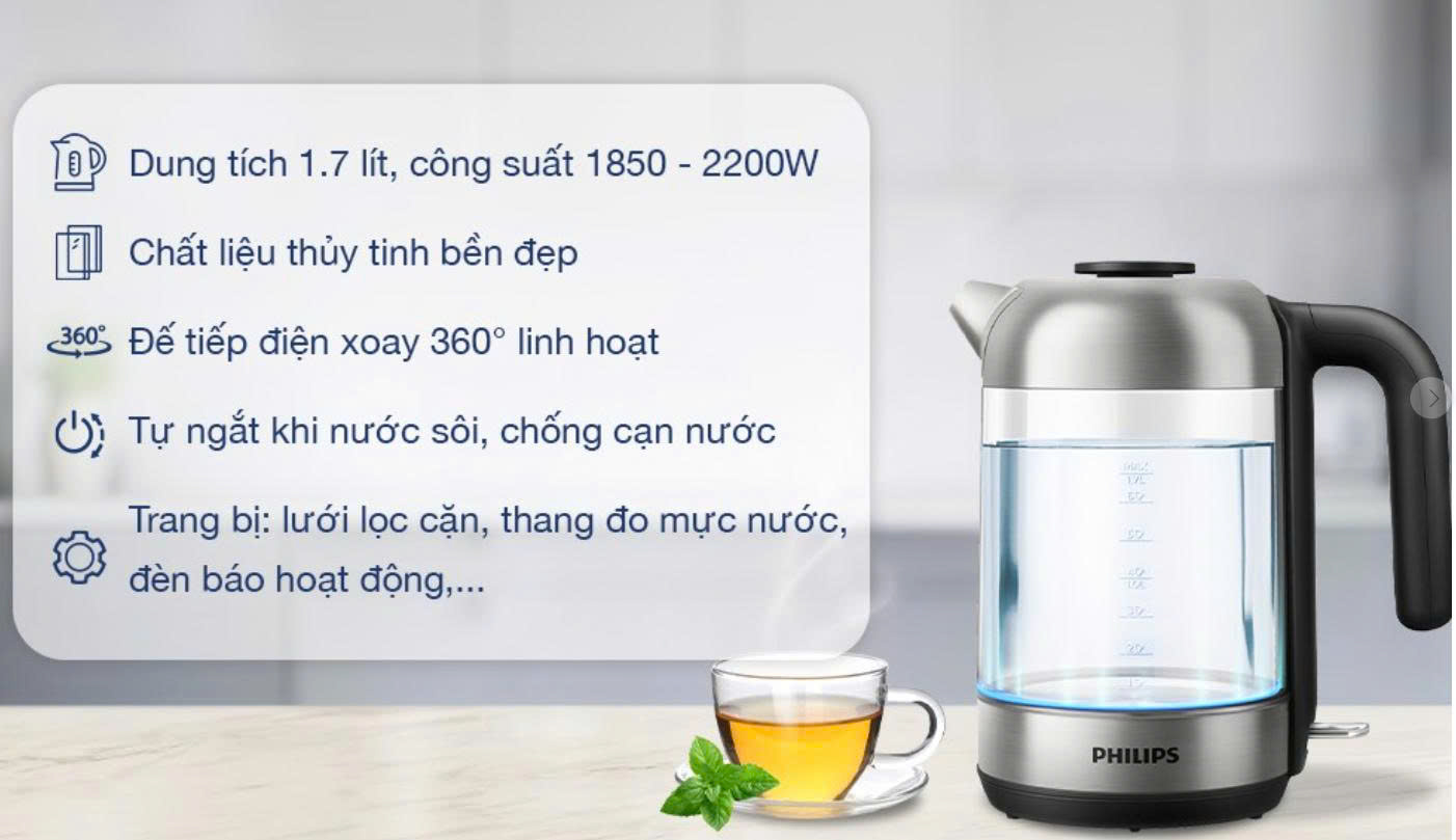 ấm siêu tốc Philips 1.7 lít HD9339/80