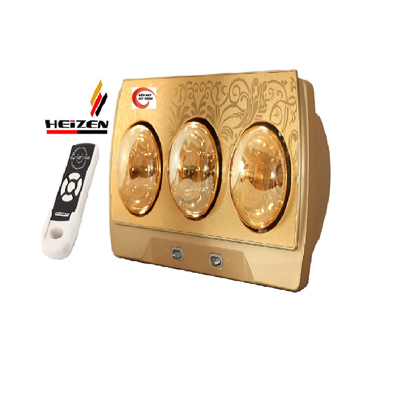 Đèn sưởi nhà tắm Heizen 3 bóng vàng HE-3BR (có điều khiển từ xa) Hàng Chính Hãng