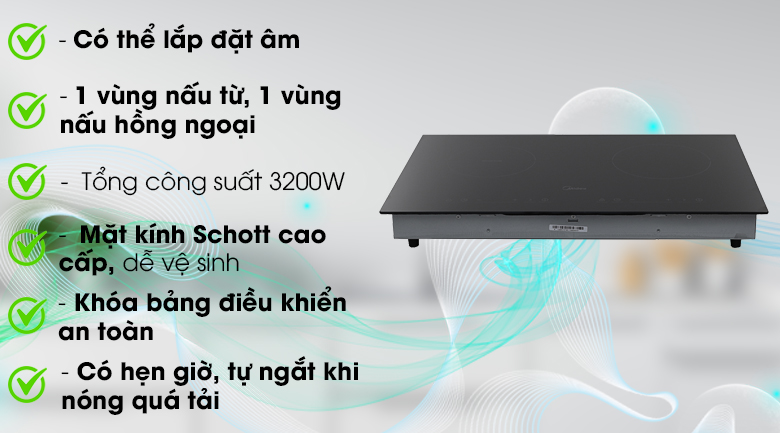 Bếp điện từ hồng ngoại đôi Midea MC-IHD361 3200W