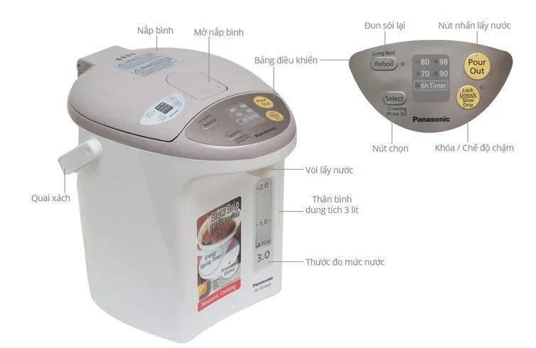Bình Thủy Điện Panasonic PABT-NC-EG3000CSY 3L - Hàng chính hãng