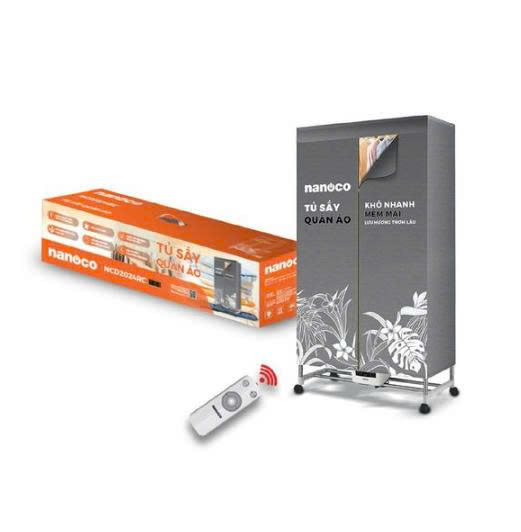 Tủ sấy quần áo có remnote và điều khiển cảm ứng Nanoco model NCD2024RC (Công suất 2000W, Sức chứa ≤ 30kg)