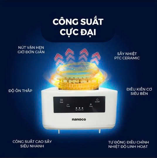 Tủ sấy quần áo có remnote và điều khiển cảm ứng Nanoco model NCD2024RC (Công suất 2000W, Sức chứa ≤ 30kg)