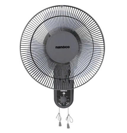 Quạt treo tường Nanoco NWF1218GR 30W, Xám, Dây giật