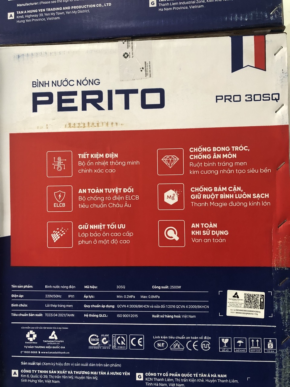 Bình Nóng Lạnh Rossi Tân Á 30 Lít Perito Pro 30SQ - Ruột bình tráng men kim cương nhân tạo siêu bền