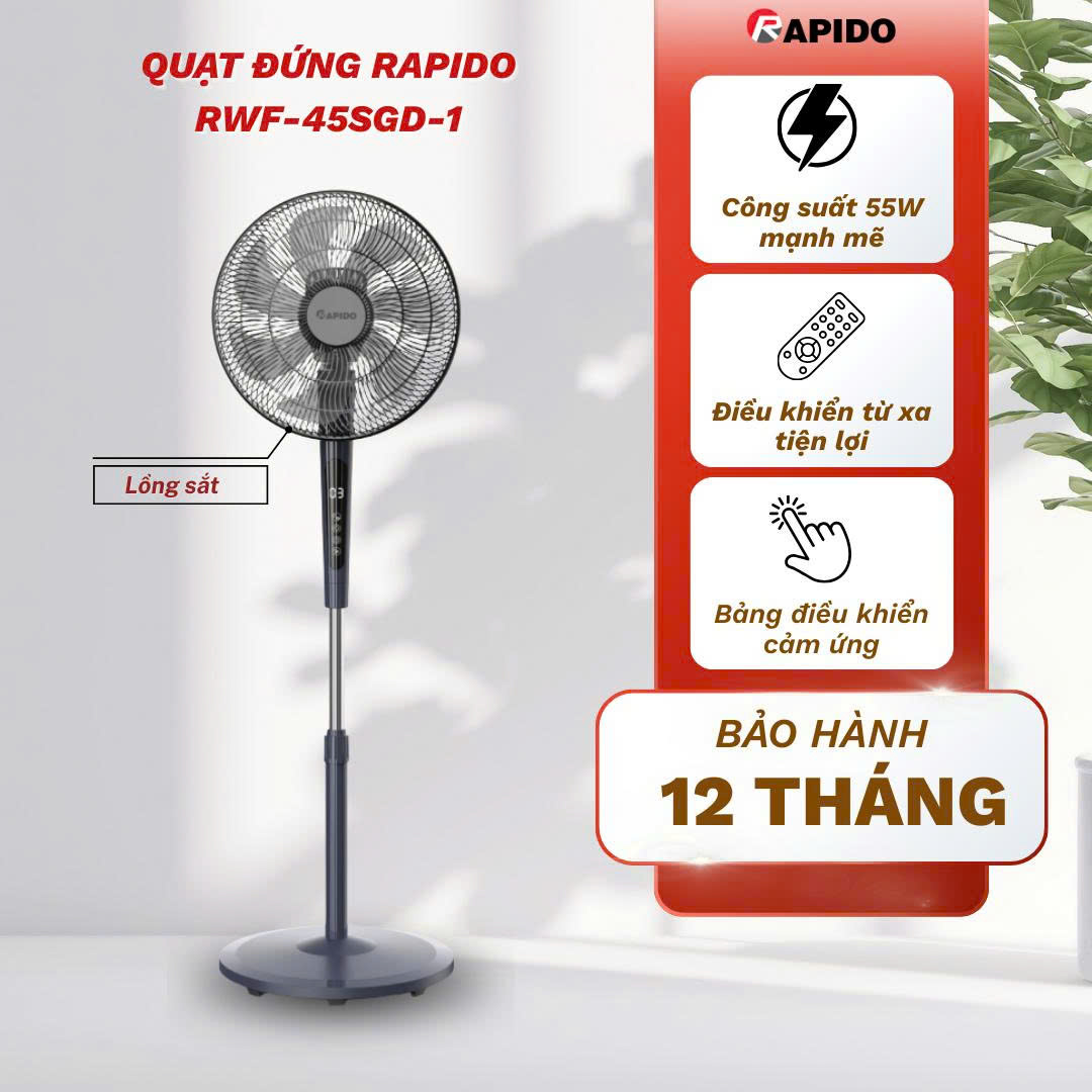 Quạt Đứng Rapido (Điều khiển từ xa) RWF-45SGD-1