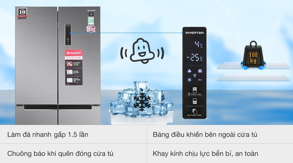 Tủ lạnh Sharp Inverter 401 lít Multi Door SJ-FXP480V-SL