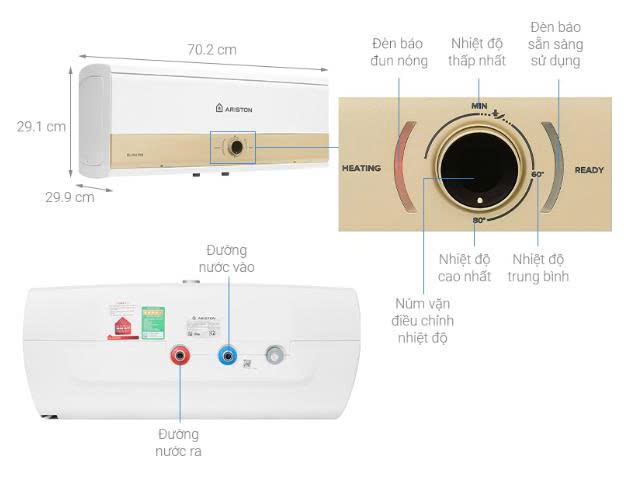 Máy nước nóng gián tiếp Ariston 20 lít 2500W SLIM3 20 RS MT