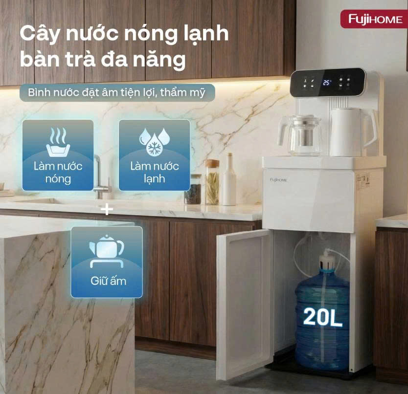 Cây nước nóng lạnh kết hợp bàn pha trà, cafe Fujihome TB237N