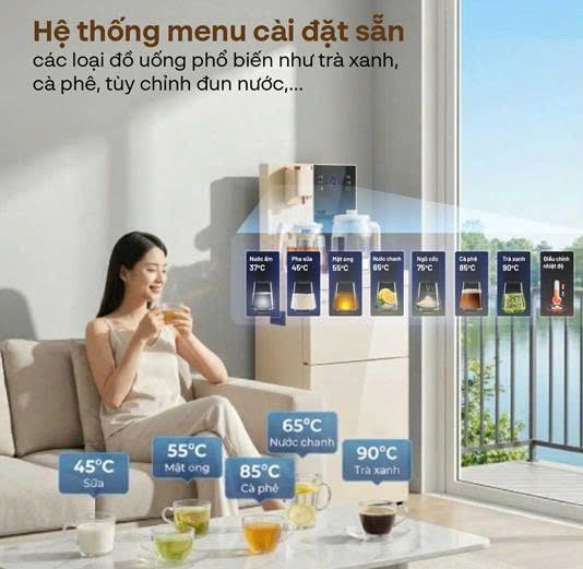 Cây nước bàn trà cao cấp có ngăn khử khuẩn UV Fujihome TB238N-UV
