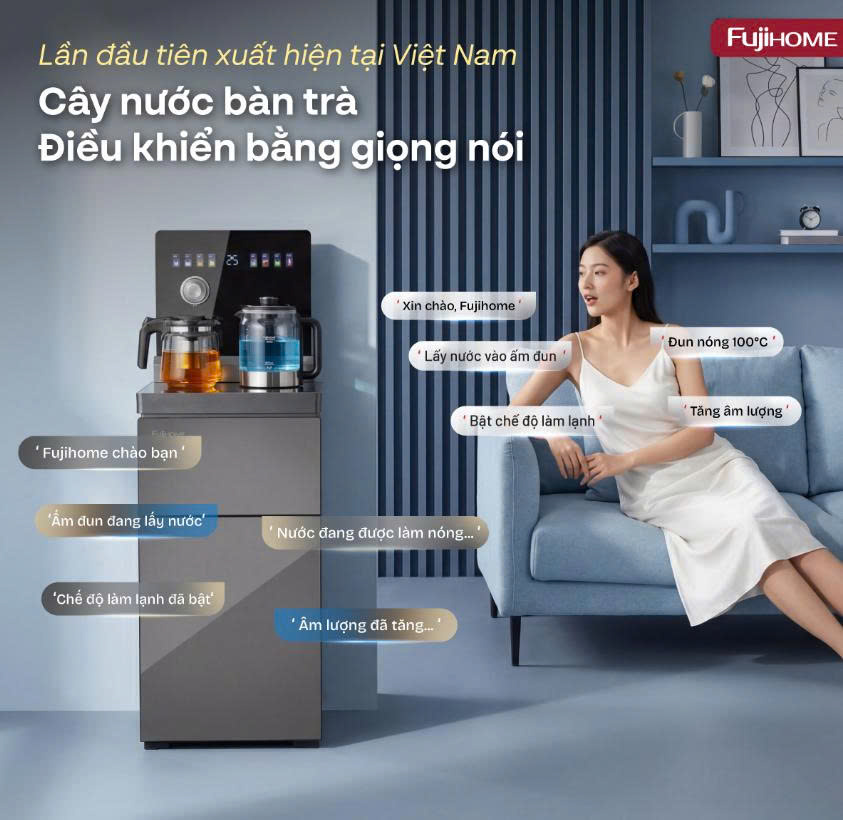 Cây nước bàn trà điều khiển bằng giọng nói Fujihome TB2411N-VOICE