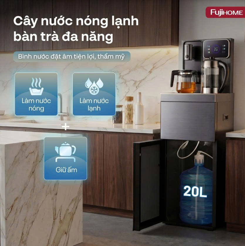 Cây nước bàn trà cao cấp có ngăn khử khuẩn UV Fujihome TB241N-UV