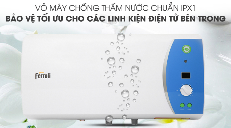 BÌNH NÓNG LẠNH FERROLI VERDI 30AE 30L Chống giật, Tặng 01 đôi dây cấp 40cm . Công lắp 200.000 .