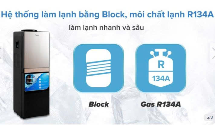 Cây nước nóng lạnh Midea YL1836S-B 520W