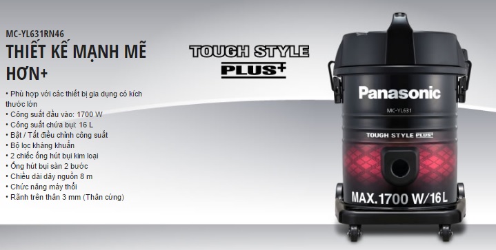 Máy Hút Bụi Panasonic PAHB-MC-YL631RN46 - Đen - Hàng Chính Hãng
